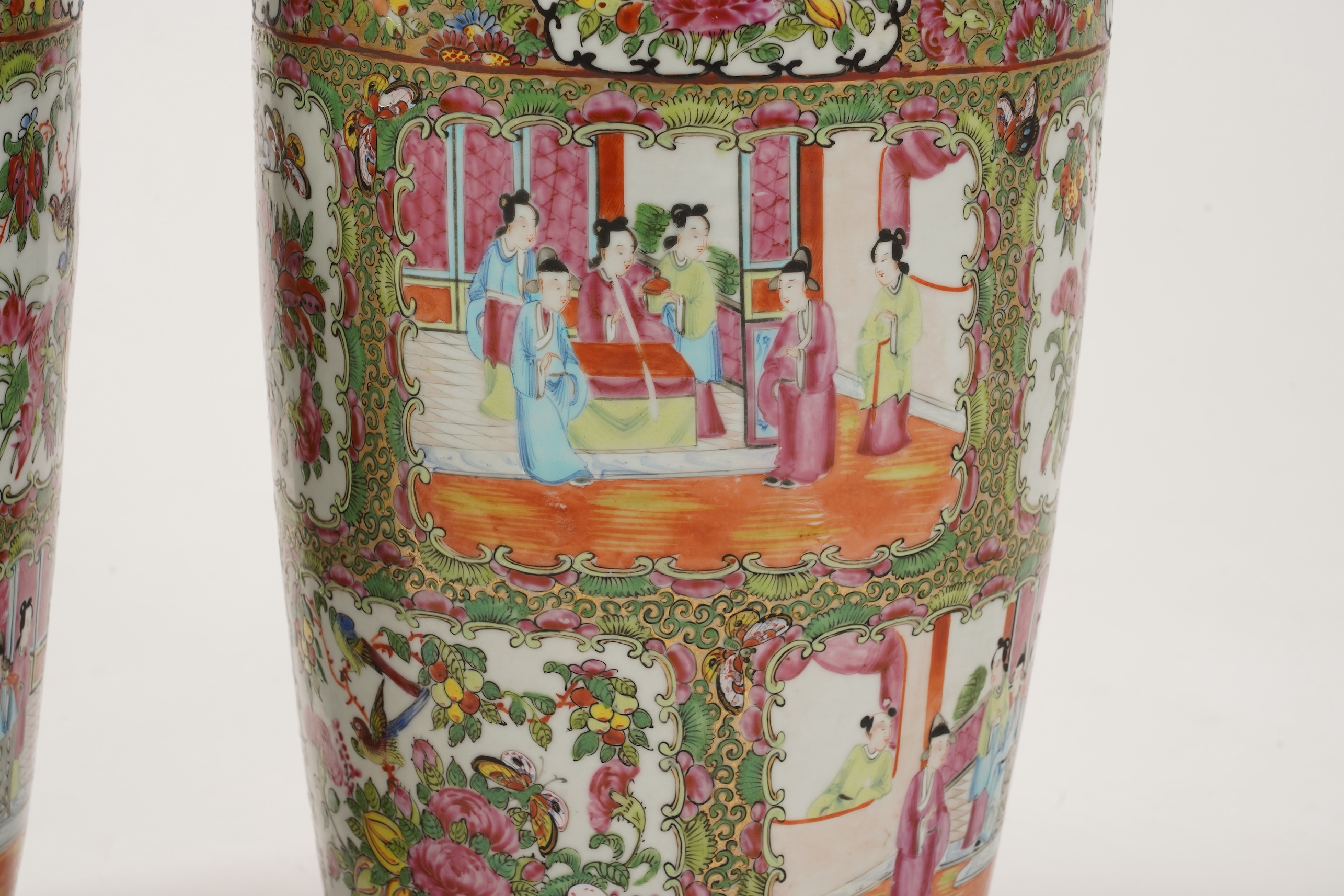 A pair of Chinese famille rose vases, 19th century